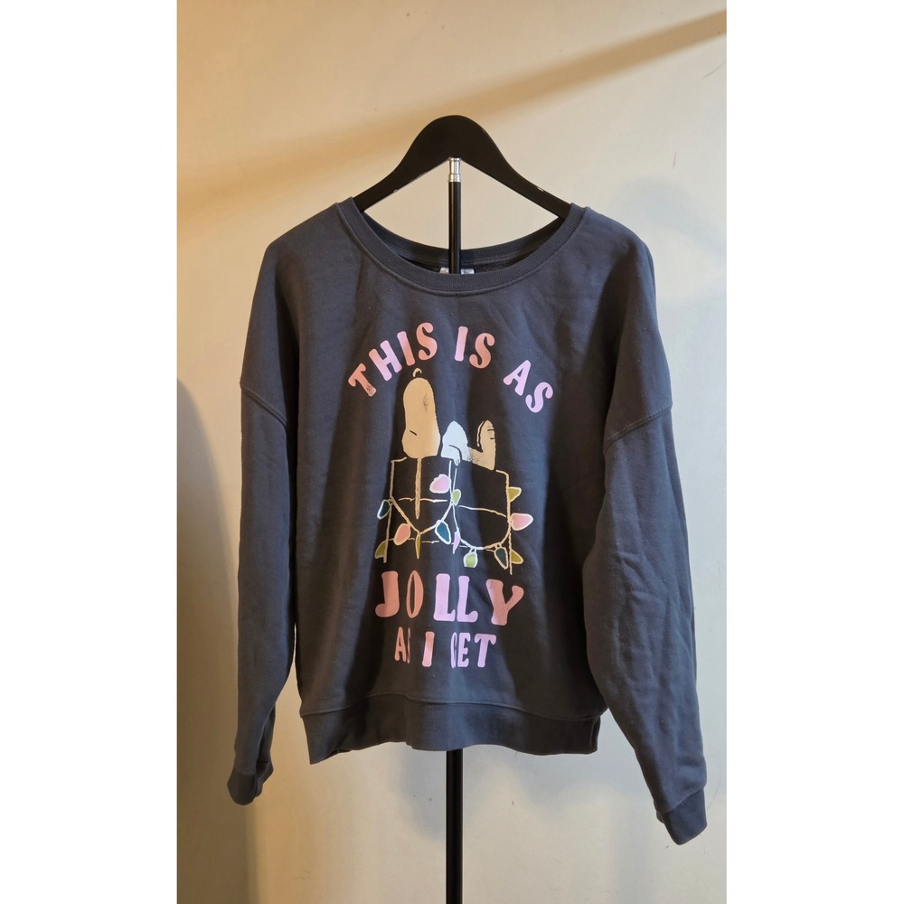 Peanuts Snoopy Christmas Sweatshirt This Is As Jolly As I Get Womens Size XL